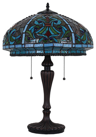 Doloris Tiffany-Style Victorian Stained Glass Table Lamp 17" Width