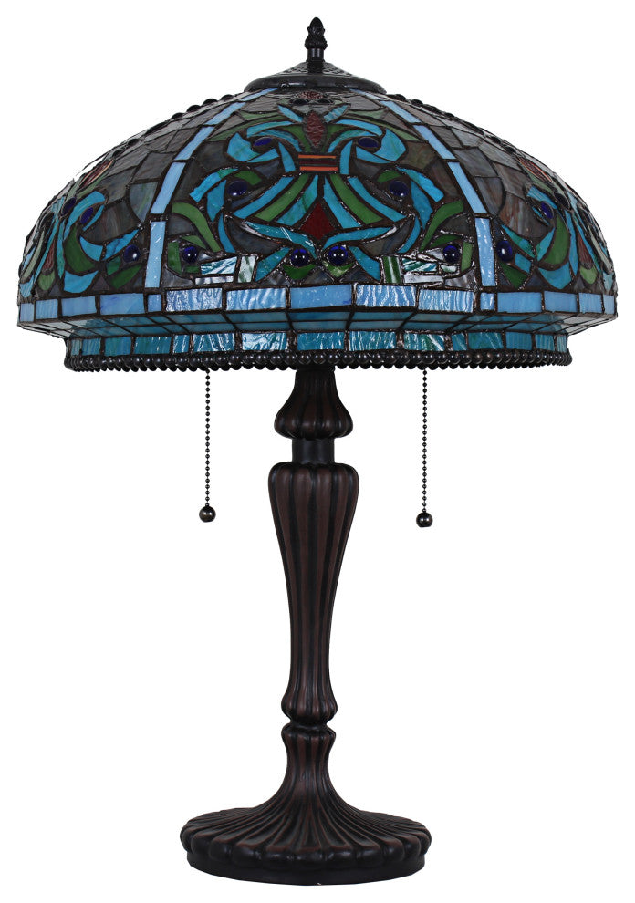 Doloris Tiffany-Style Victorian Stained Glass Table Lamp 17" Width