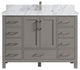 Malibu 48 Single Sink Bath Vanity in Elephant Skin Gray 2" Calacatta Poanazzo