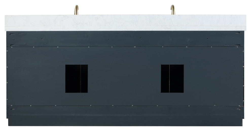 Gazsi Charcoal Blue Bathroom Vanity Set, 84", With Mirror