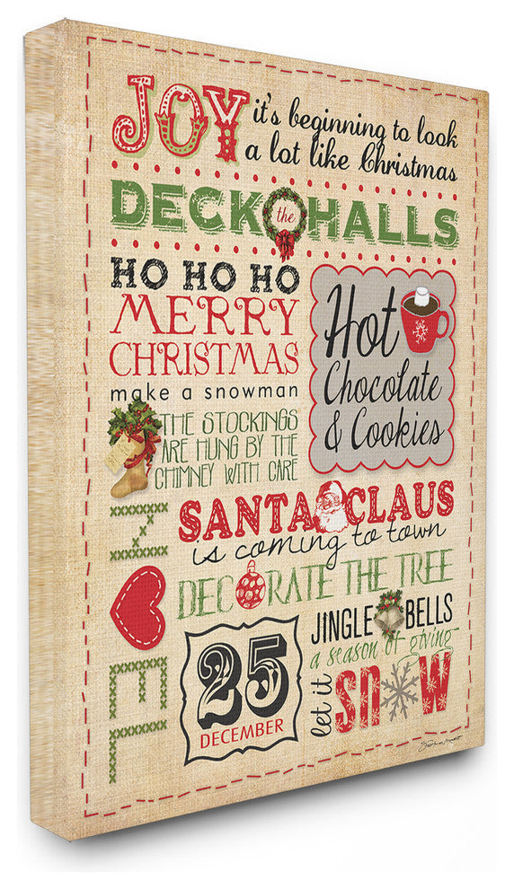 Joy Deck The Halls Typography Canvas, 16"x1.5"x20"