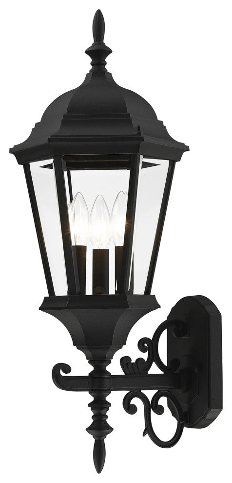Textured Black Traditional, Historical, Outdoor Wall Lantern