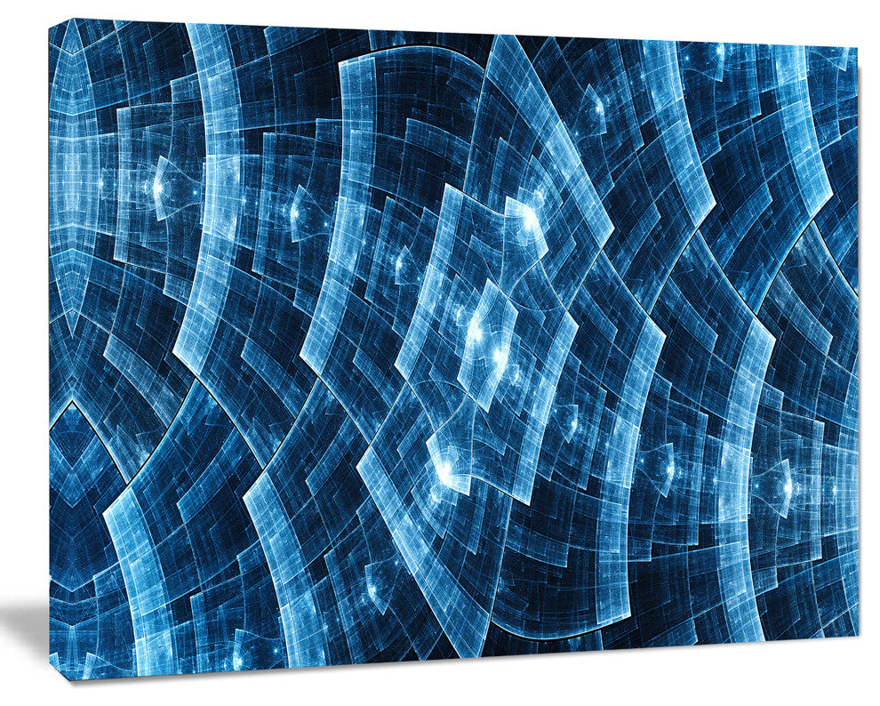 Blue Protective Metal Grids, Oversized Abstract Canvas Art Print, 60x40