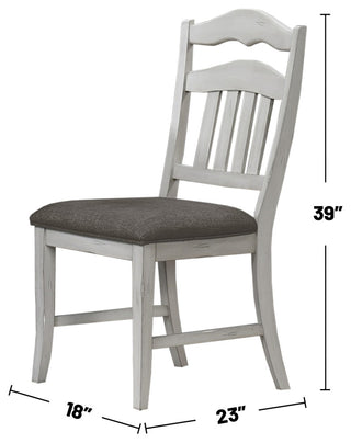 Set of 2 Dining Chairs With Slatted Back, Antique White