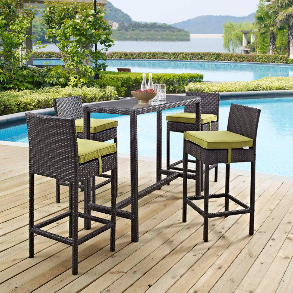 Espresso Peridot Convene 5-Piece Outdoor Patio Pub Set
