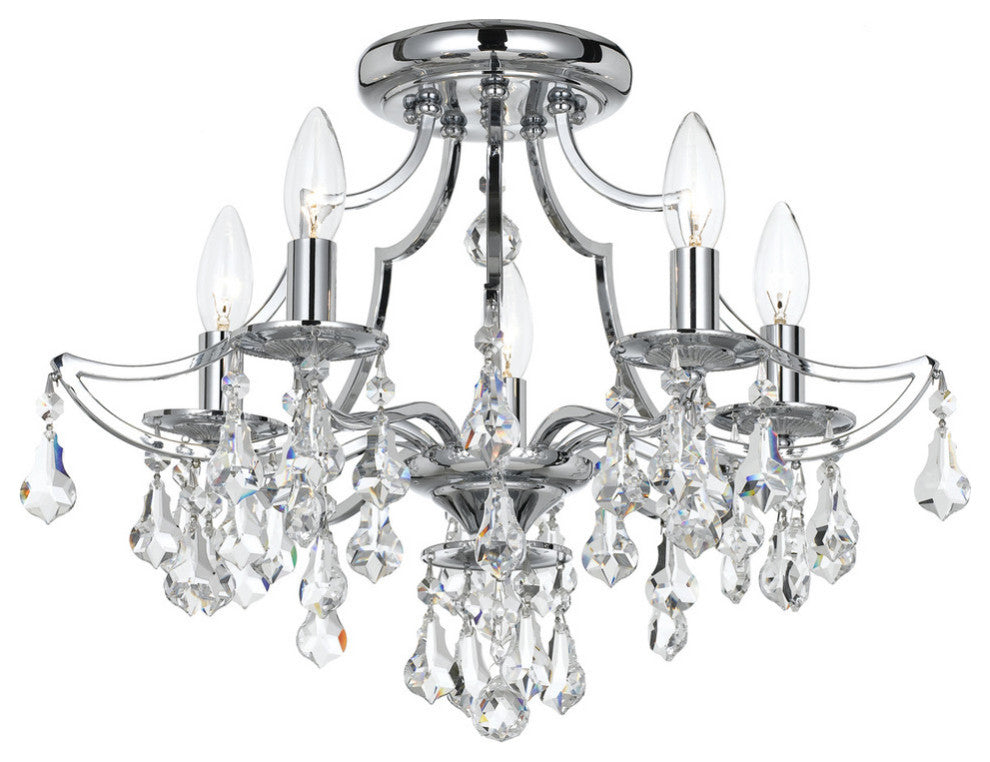Crystorama 5930-CH-CL-S Cedar 5-Light Swarovski Strass Chrome Ceiling Mount