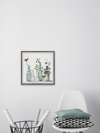 "Clear Bottles" Framed Painting Print, 12"x12"