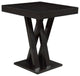 Bowery Hill Square Crisscross Base Pub Height Dining Table in Cappuccino