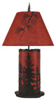 Small Kodiak and Rustic Red Feather Tree Table Lamp With Nightlight