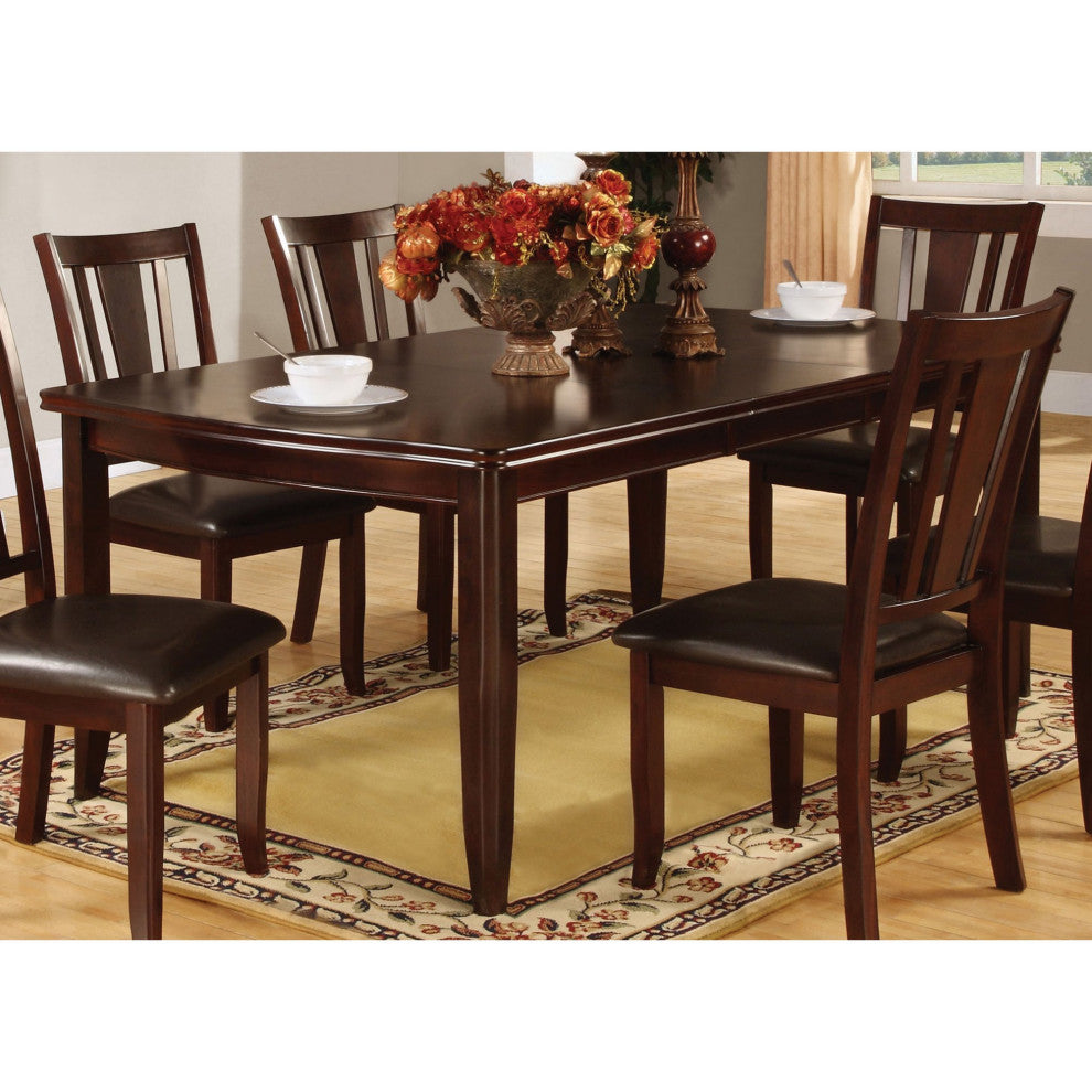 Expandable Dining Table in Espresso Finish, Seats 8 with Leaf Insert
