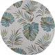 5' Round Ivory Tropical Leaves Indoor Area Rug