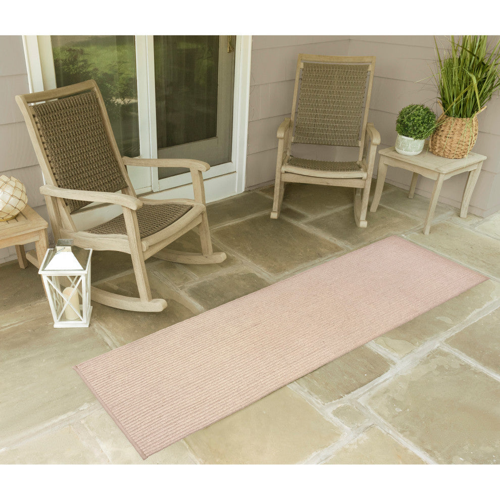 Calais Solid Indoor/Outdoor Rug, Sand, 2'x7'6" Runner