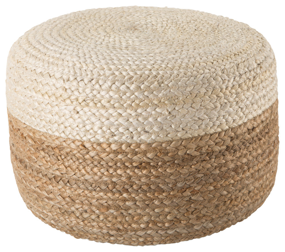 Jaipur Living Oliana Ombre Cylinder Pouf, White