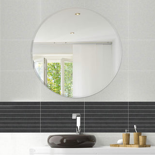 Round Beveled Polished Frameless Wall Mirror With Hooks, 18"