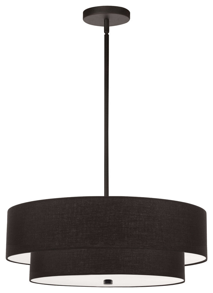 Matte Black Transitional Pendant, Black Shade