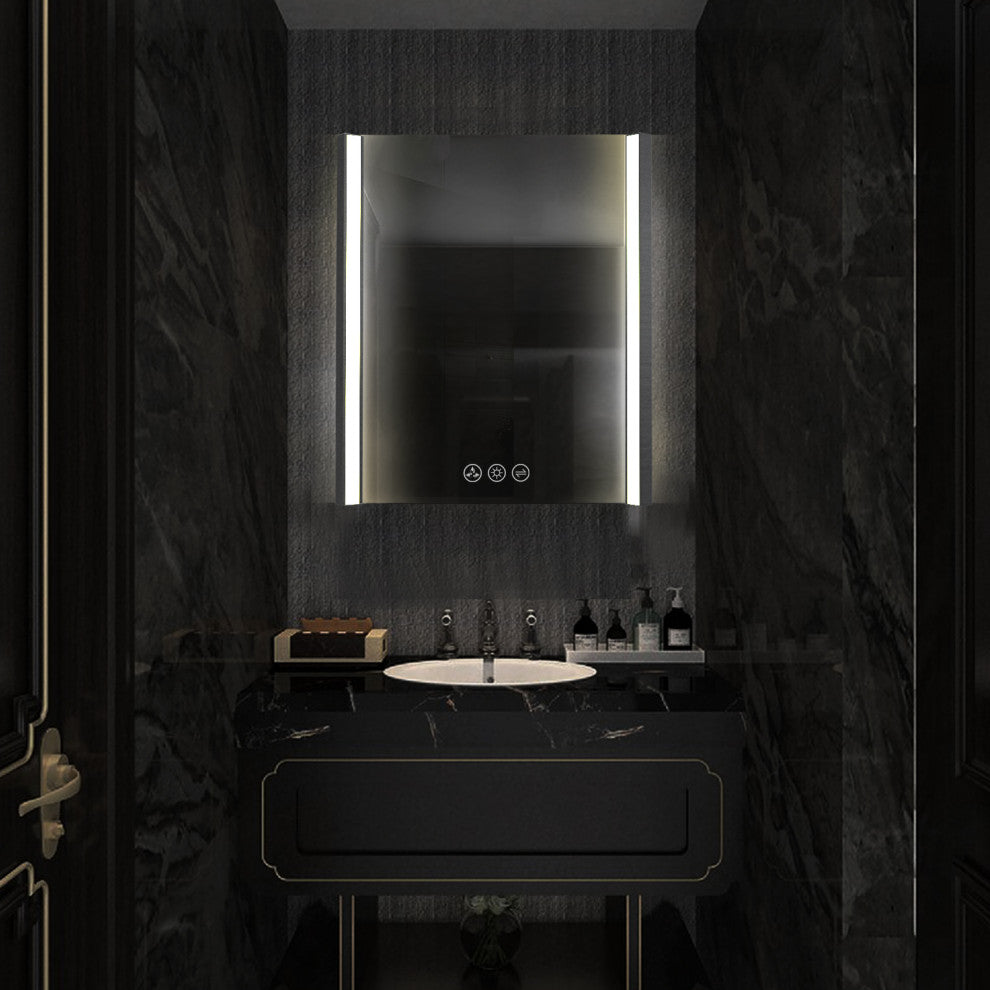 LED Antifog Bathroom Mirror, Dimmer, Adjustable Color, Chrome, 24x32