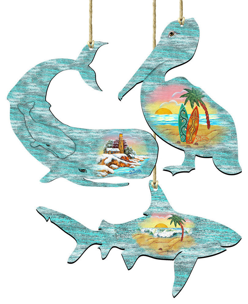Coastal Ornaments, Set of 3