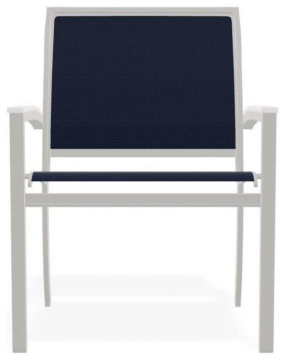 Bazza Sling Stackable Outdoor Dining Chair, Navy/Snow