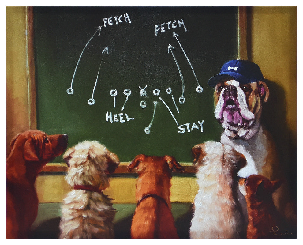 "Game Plan" Dog Wall Art, Graphic Art Print on Wrapped Canvas