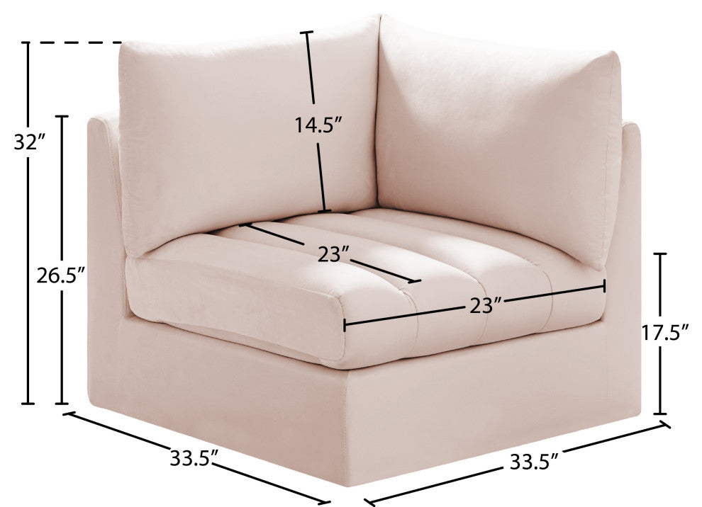Jacob Velvet Upholstered Modular Corner Chair, Pink