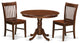 3 Pc Set With A Round Kitchen Table And 2 Wood Dinette Chairs In Mahogany