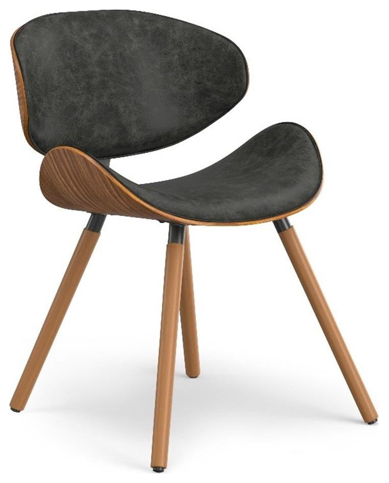 Pemberly Row 29.3" Modern Wood & Faux Leather Dining Chair in Slate Gray