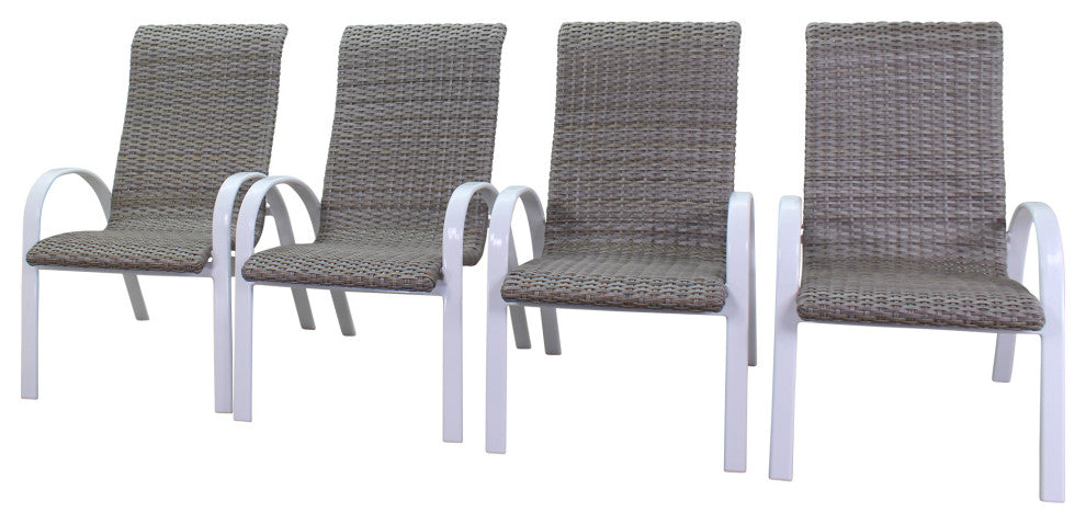 Courtyard Casual Santa Fe Wicker Chairs, Set of 4, White