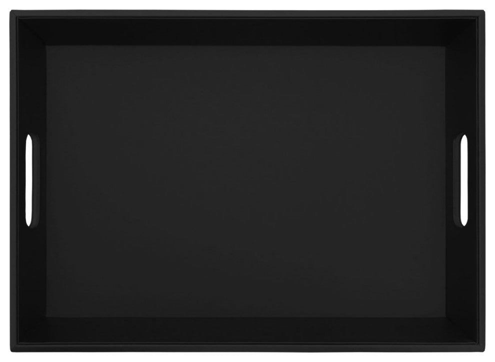 Black Leatherette Serving Tray With Handles