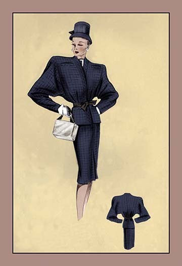 Navy Cardigan Suit - Fine Art Giclee Print 24" x 36"
