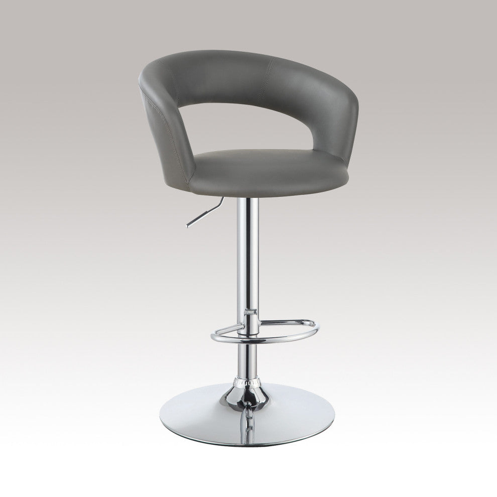 Faux Leather Adjustable Height Bar Stool Chrome and Gray