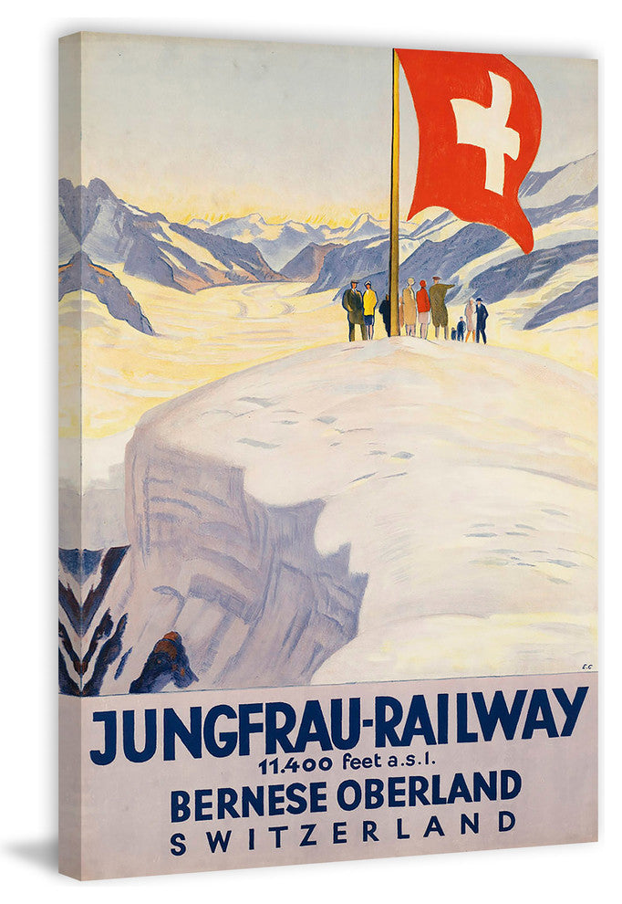 "Jungfrau Railway" Painting Print on Wrapped Canvas, 40"x60"