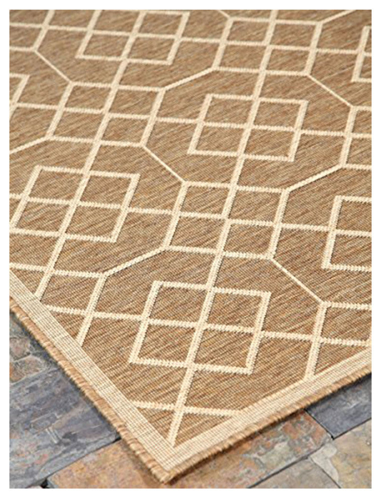 Geometric Blocks Indoor/Outdoor Area Rug, Natural Beige, 3'3"x5'