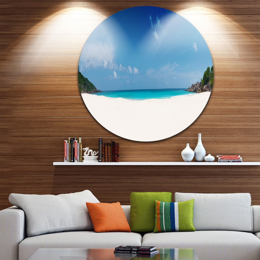 Petite Anse Beach La Digue Island, Seashore Round Wall Art, 11"