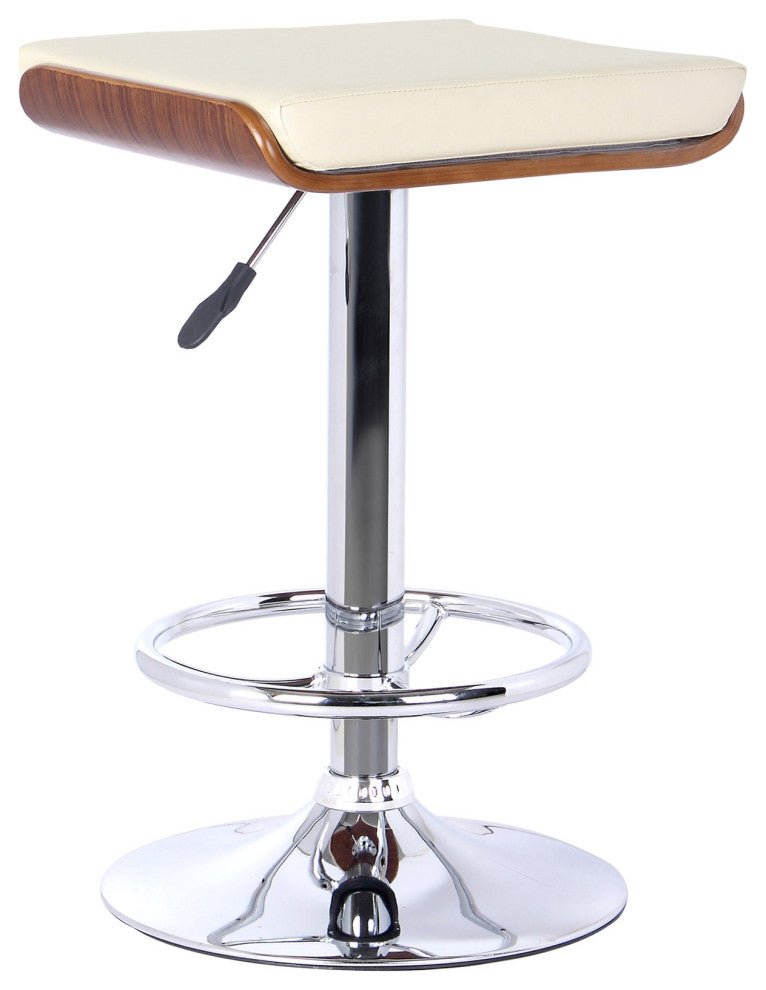 26" Cream Faux Leather Chrome Finished Bar Stool