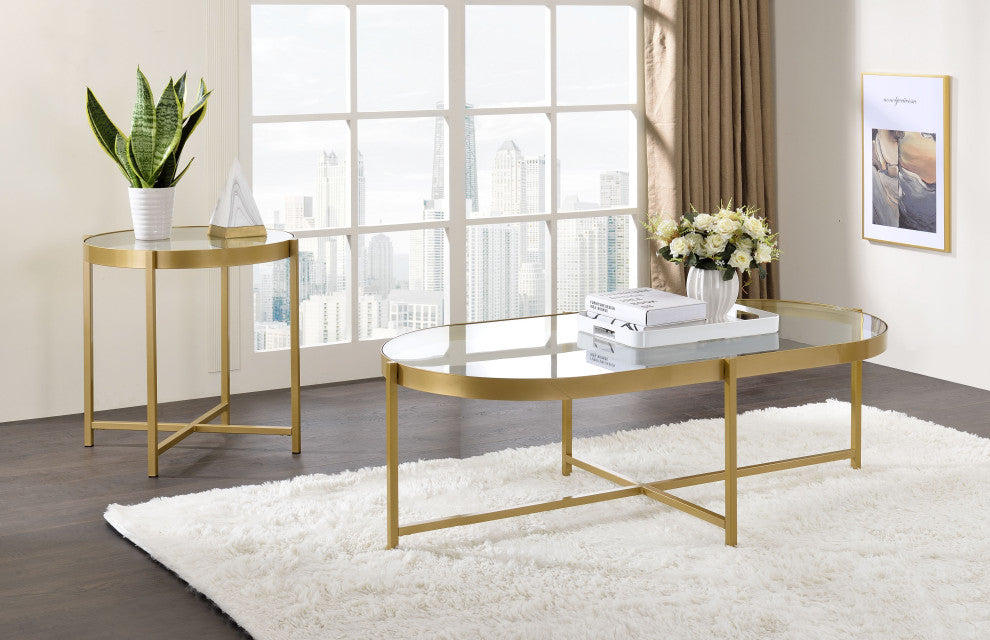 Charrot End Table, Gold Finish