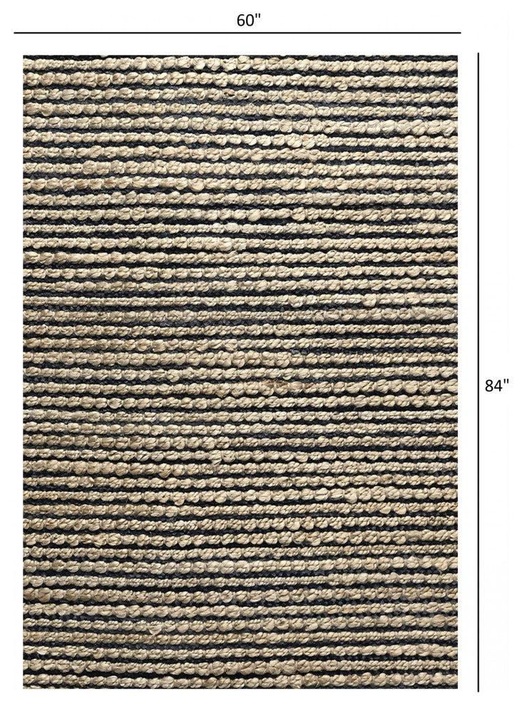 5" x 7" Deep Gray and Tan Interwoven Area Rug