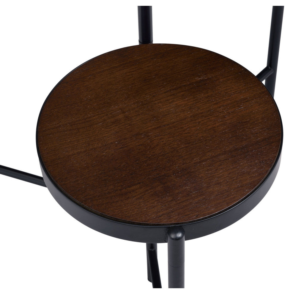 Benzara BM250280 3 Tier Plant Stand, Round Wood Shelves & Foldable Design, Black
