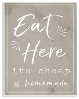 Eat Here Home Cooking Beige Wall Plaque Art, 10x15