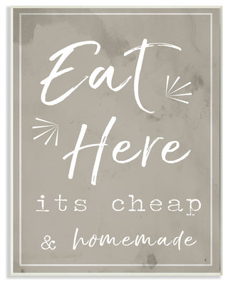 Eat Here Home Cooking Beige Wall Plaque Art, 10x15