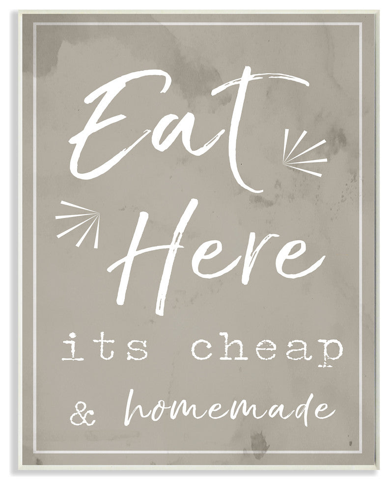 Eat Here Home Cooking Beige Wall Plaque Art, 10x15