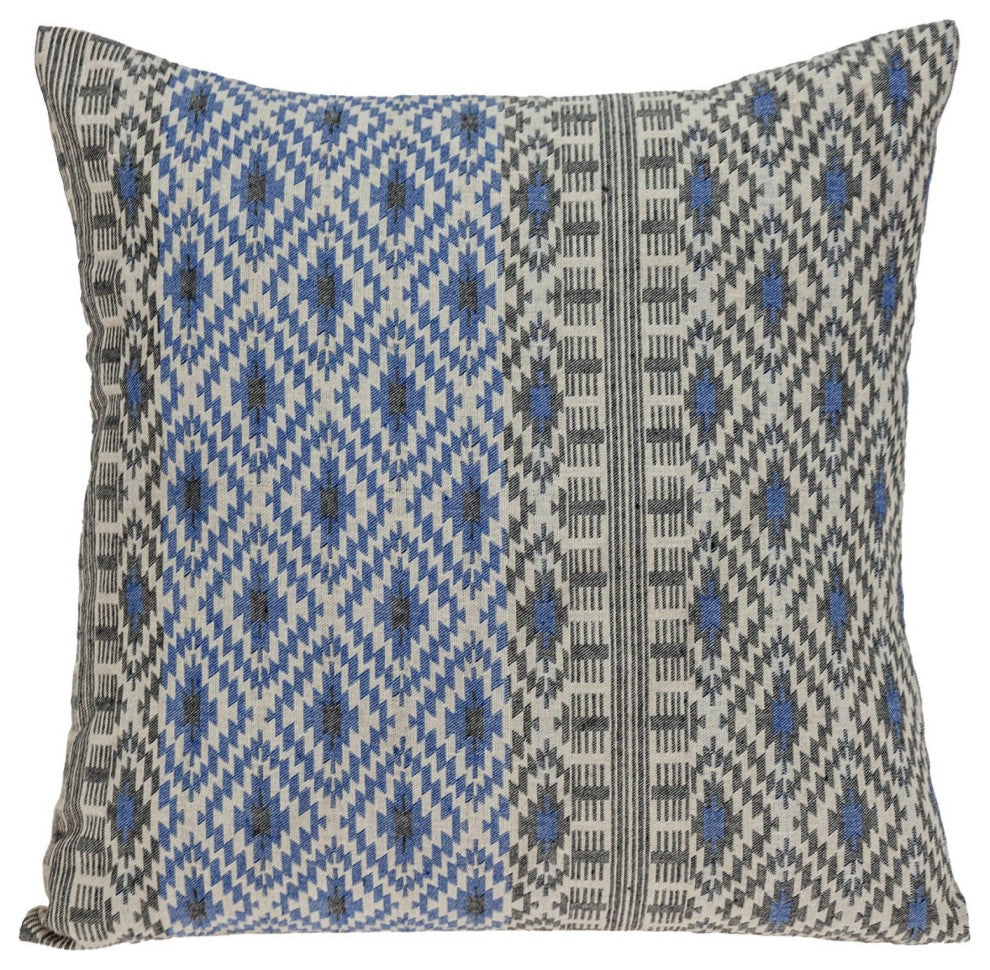 Gray and Blue Aztec Diamond Throw Pillow