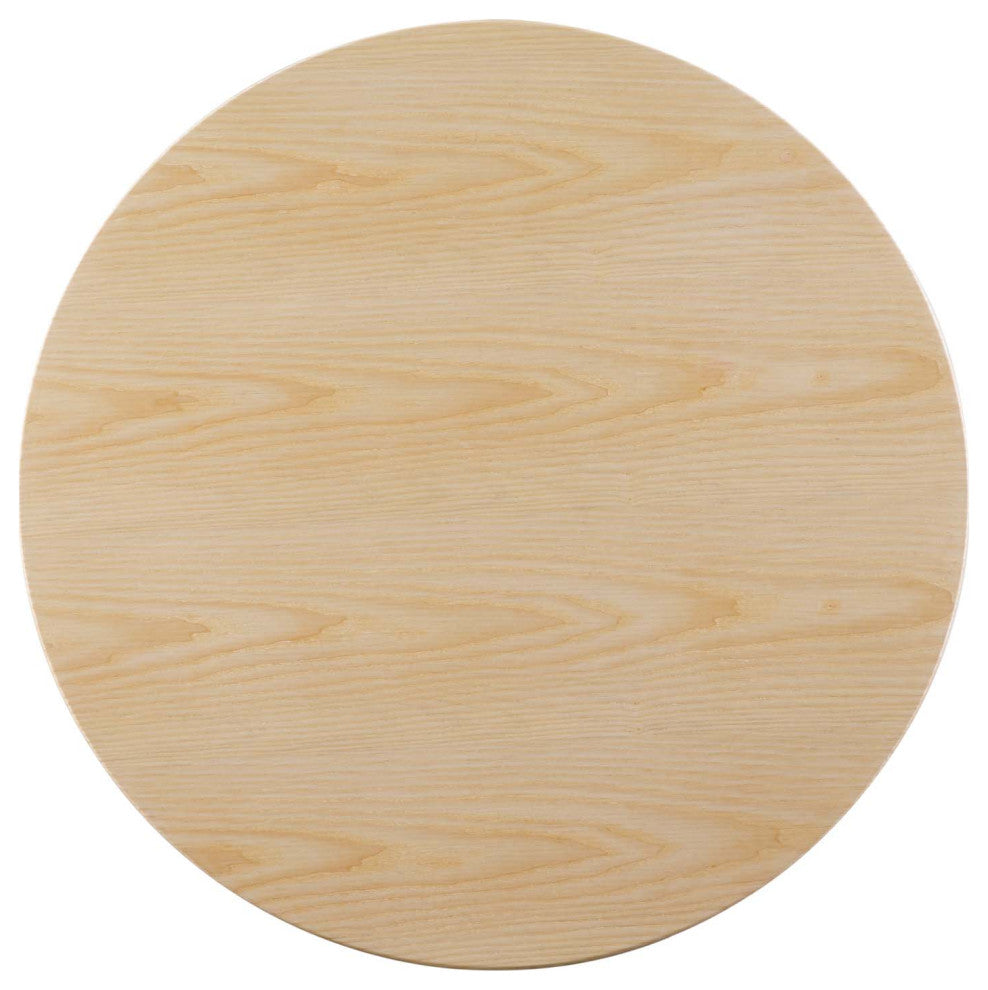 36" Dining Table, Round, Natural Brown White, Metal, Modern, Hospitality