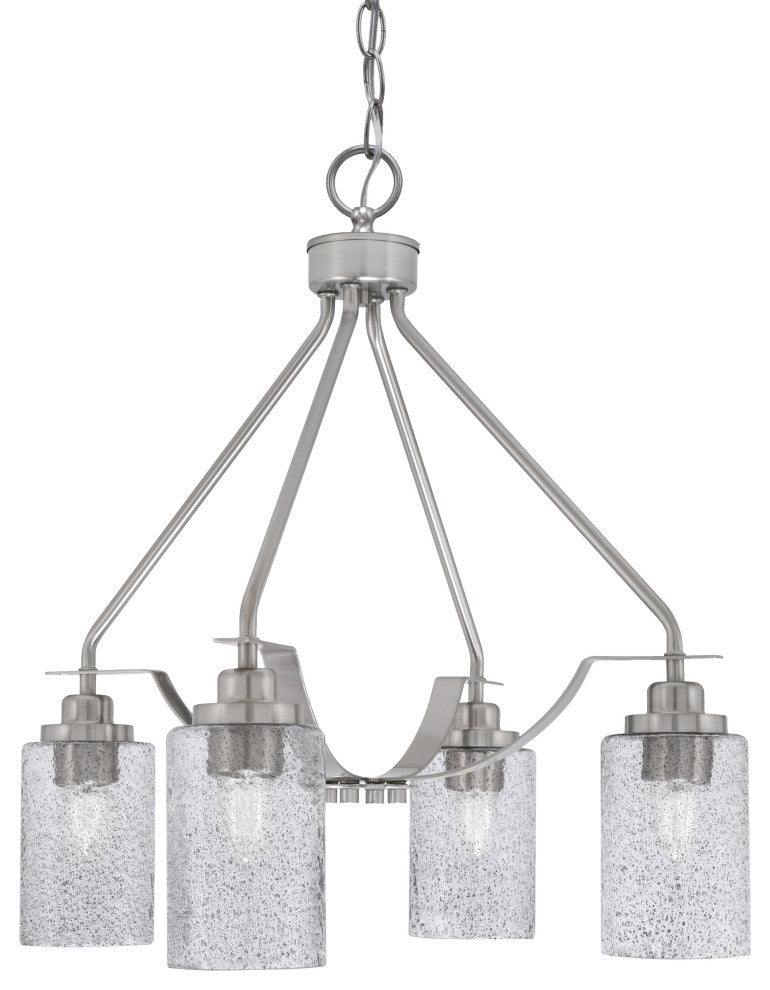 Odyssey 4 Light, Chandelier In Brushed Nickel Finish With 4" Smoke Bubble Glass