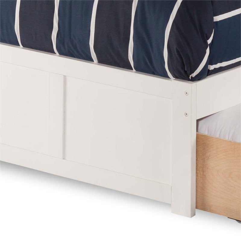 AFI Nantucket Twin Solid Wood Bed with Storage Drawers in White