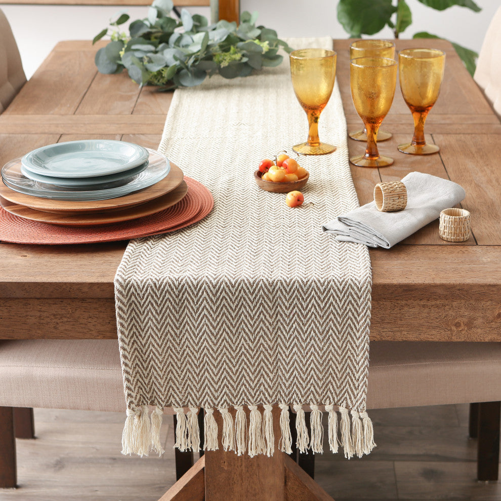 Brown Chevron Handloom Table Runner 15x72