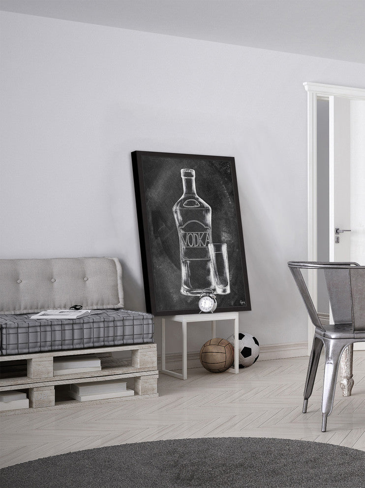 "Vodka on Chalkboard" Framed Painting Print, 12"x18"