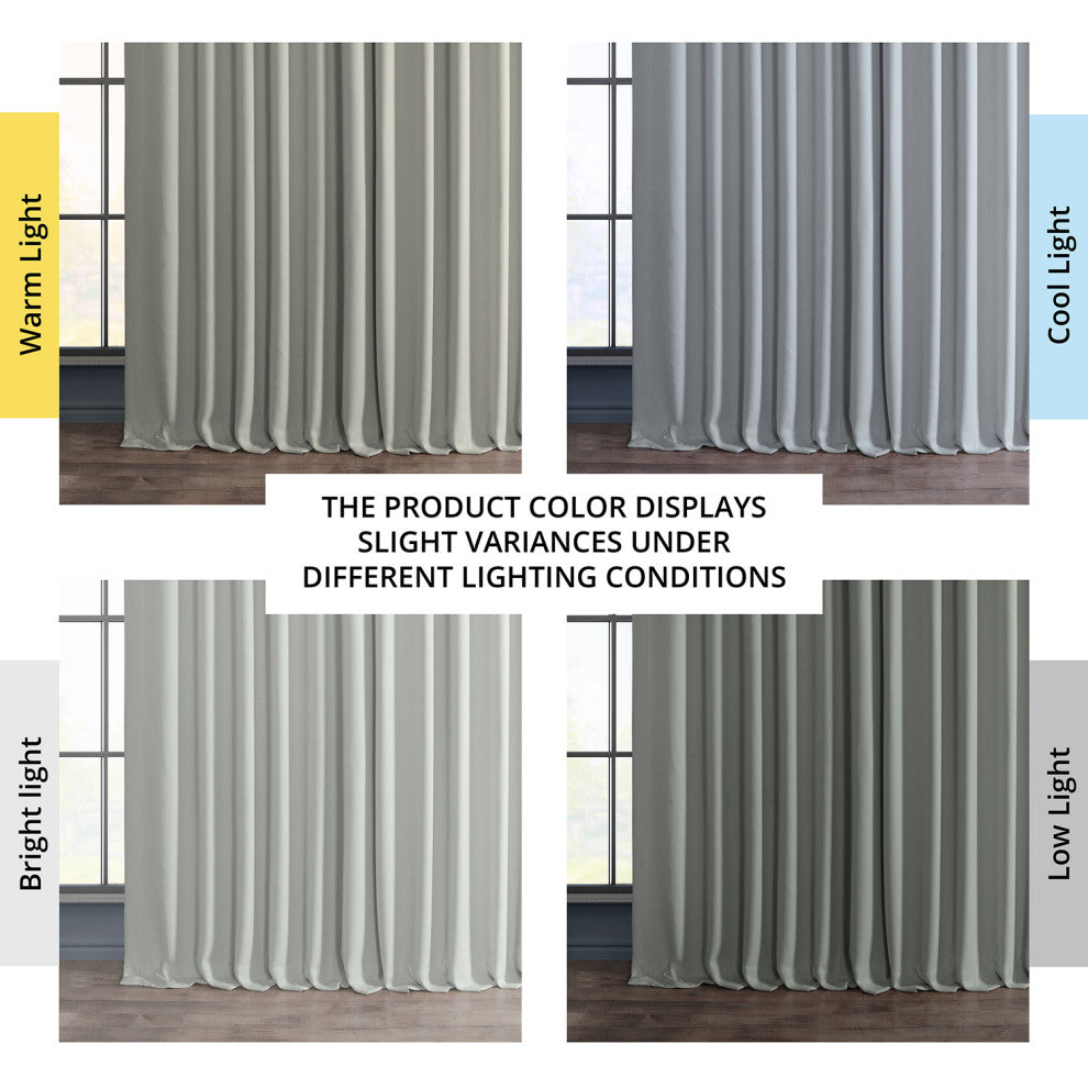 Faux Linen Extra Wide Room Darkening Curtain Single Panel, Oyster, 100"x108"