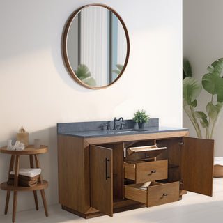 Vanity Art Bathroom Vanity With Sink, Tan, 60" Single, Black Limestone Top