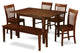 6 Pc Dining Small Table Set - Table With 4 Dining Chairs And Dining Bench