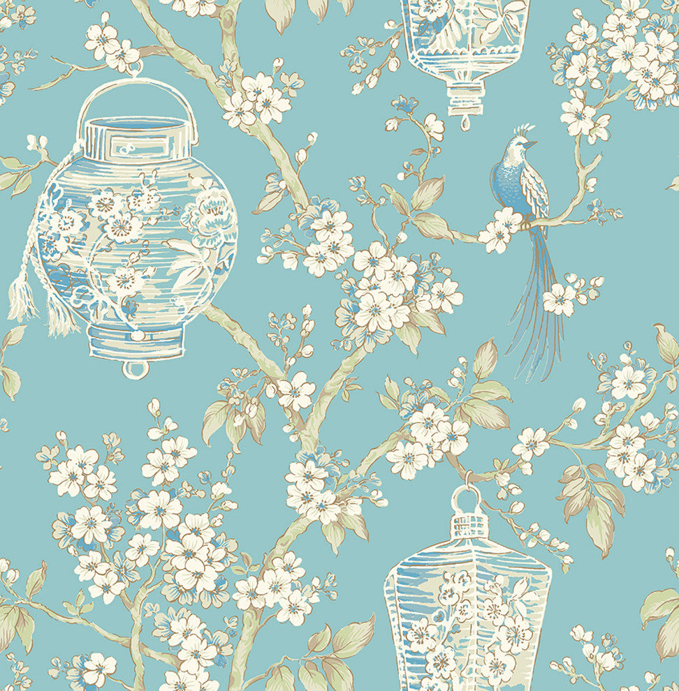 Serenity Turquoise Lanterns Wallpaper Bolt